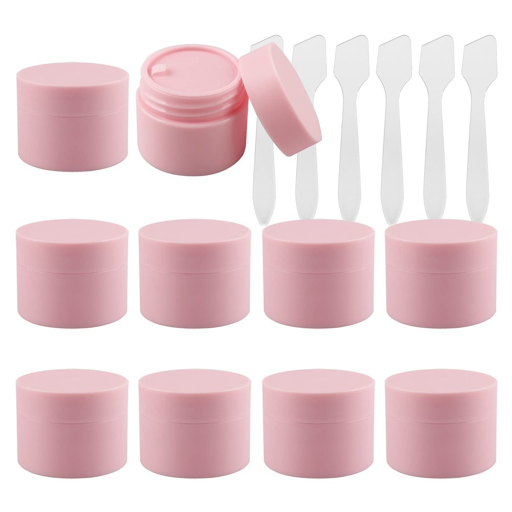 BPZXL 10-Pack 15 mL Pink Plastic Cosmetic Jars with Screw Lids