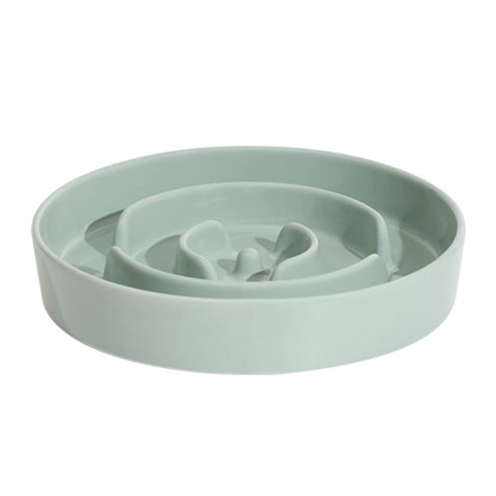 Koomuao Anti-Gulping Ceramic Cat & Dog Bowl with Stand, Light Green