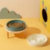 Koomuao Anti-Gulping Ceramic Cat & Dog Bowl with Stand, Light Green view 2