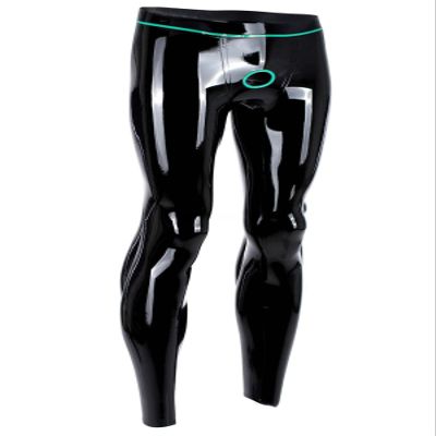 Men's Latex Leggings, Thin Rubber, Ring Holes, Fitted