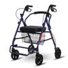 Senior Rollator with Drive Wheel, Upright Posture, Lightweight Aluminum, 4-Wheel Walker, Blue view 1