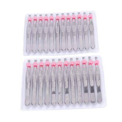 FRCOLOR 24-Piece Flat Stainless Steel Tweezers with Heart-Shaped Tips