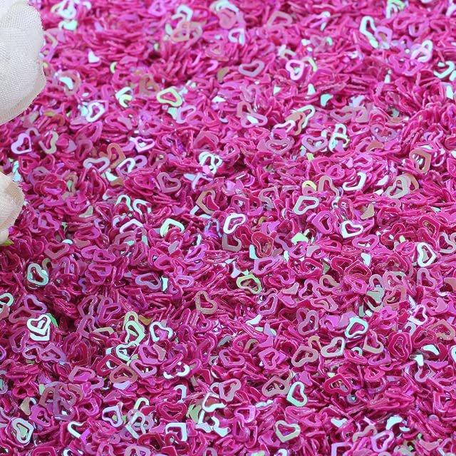 20 g Hollow Heart Sequins, 4 mm, Rose Red