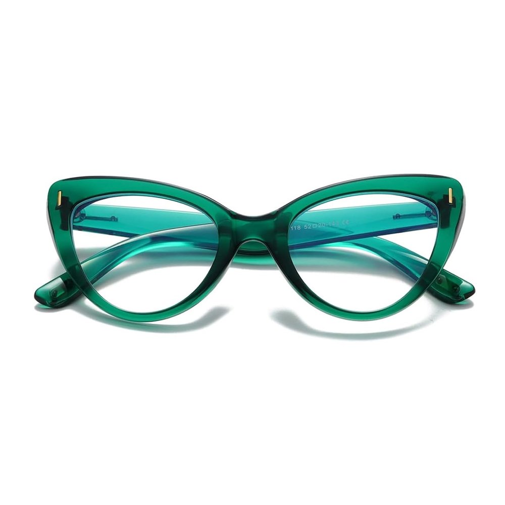 Hubeye Cat-Eye Reading Glasses for Women, Fashionable Large Frame, Blue-Light-Resistant, with Glasses Case, +2.50