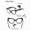 Hubeye Cat-Eye Reading Glasses for Women, Fashionable Large Frame, Blue-Light-Resistant, with Glasses Case, +2.50 view 3