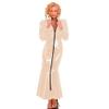 Mermaid Long Dress for Women, Gothic Fold-Over Collar, Wet-Look PVC, Front Zipper, Vintage Puff Sleeves, Clubwear view 2