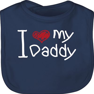 Shirtracer Baby Bib – “I Love My Daddy” – Navy Blue