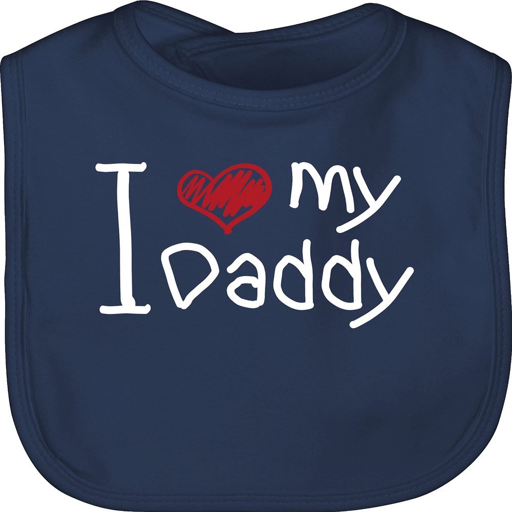 Shirtracer Baby Bib – “I Love My Daddy” – Navy Blue