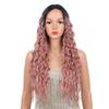 Lace Front Wig, Body Wave Synthetic Wig, Ombre Blonde/Black/Purple, Loose Curly Wave, Heat-Resistant, C, 30 Inch view 1