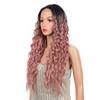 Lace Front Wig, Body Wave Synthetic Wig, Ombre Blonde/Black/Purple, Loose Curly Wave, Heat-Resistant, C, 30 Inch view 2