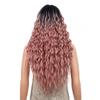 Lace Front Wig, Body Wave Synthetic Wig, Ombre Blonde/Black/Purple, Loose Curly Wave, Heat-Resistant, C, 30 Inch view 4