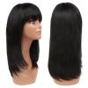 Straight Human Hair Wig with Bangs, Cute Cut, 100% Human Hair, A2, 14 Inch view 1