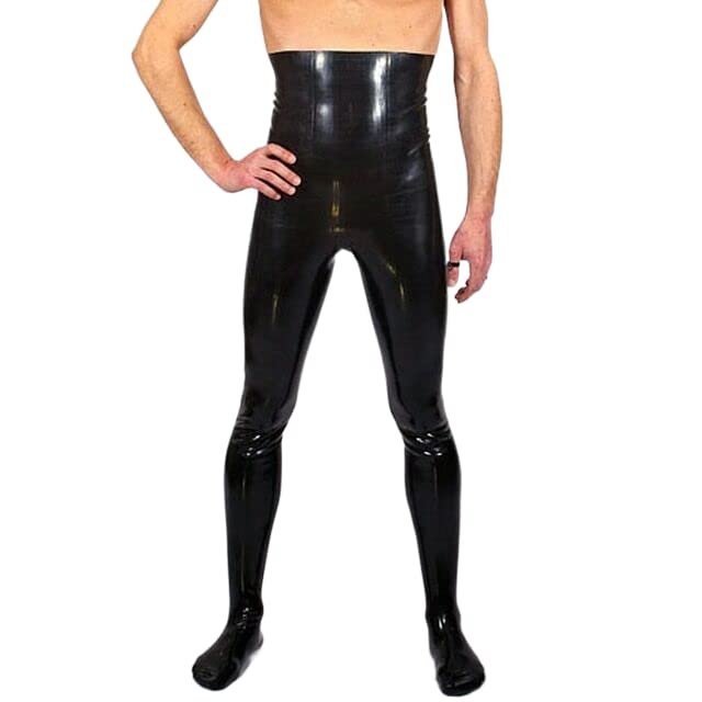 Black Sexy High-Waisted Latex Leggings with Fen Socks