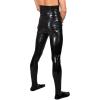 Black Sexy High-Waisted Latex Leggings with Fen Socks view 3