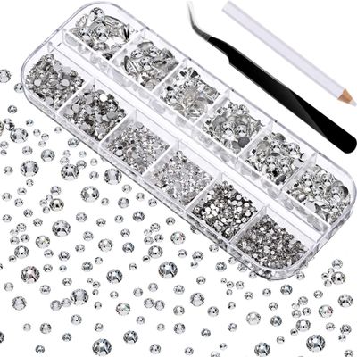 Nail Art Rhinestones, Round Crystal Gems for DIY Nail Art and Crafts