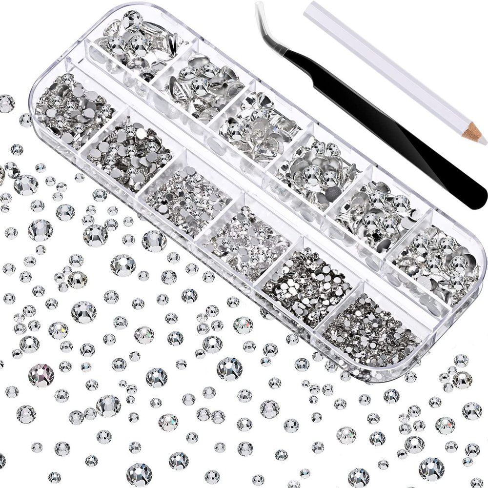 Nail Art Rhinestones, Round Crystal Gems for DIY Nail Art and Crafts