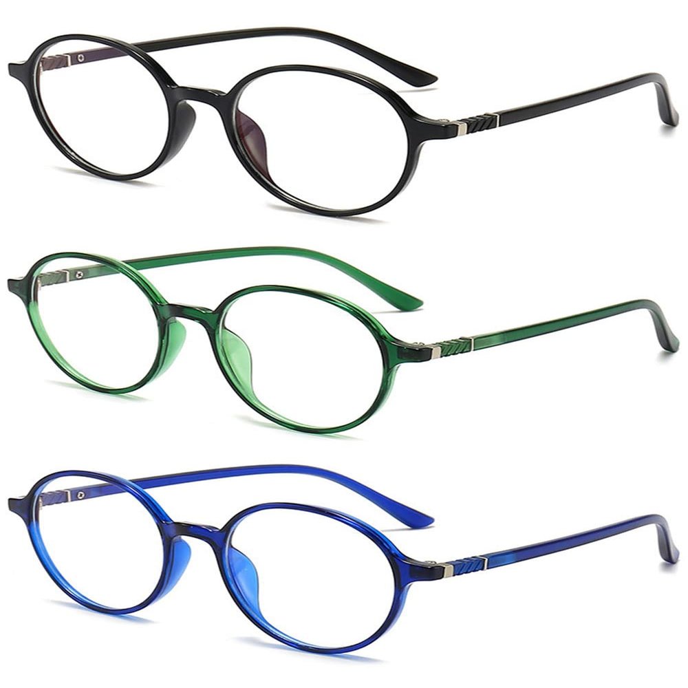 VEVESMUNDO Round Retro Blue Light Blocking Reading Glasses for Women and Men, 3-Piece Set, +1.0