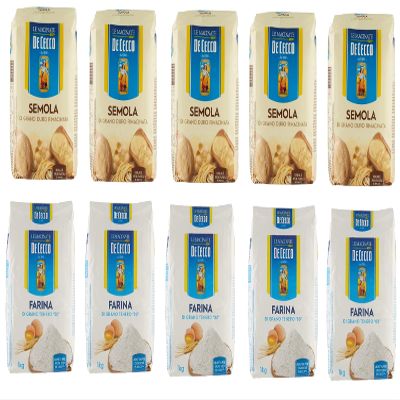 Italian Gourmet Farina 00 & Rimacinata Semolina Flour Mix, 5 x 1 kg + 5 x 1 kg
