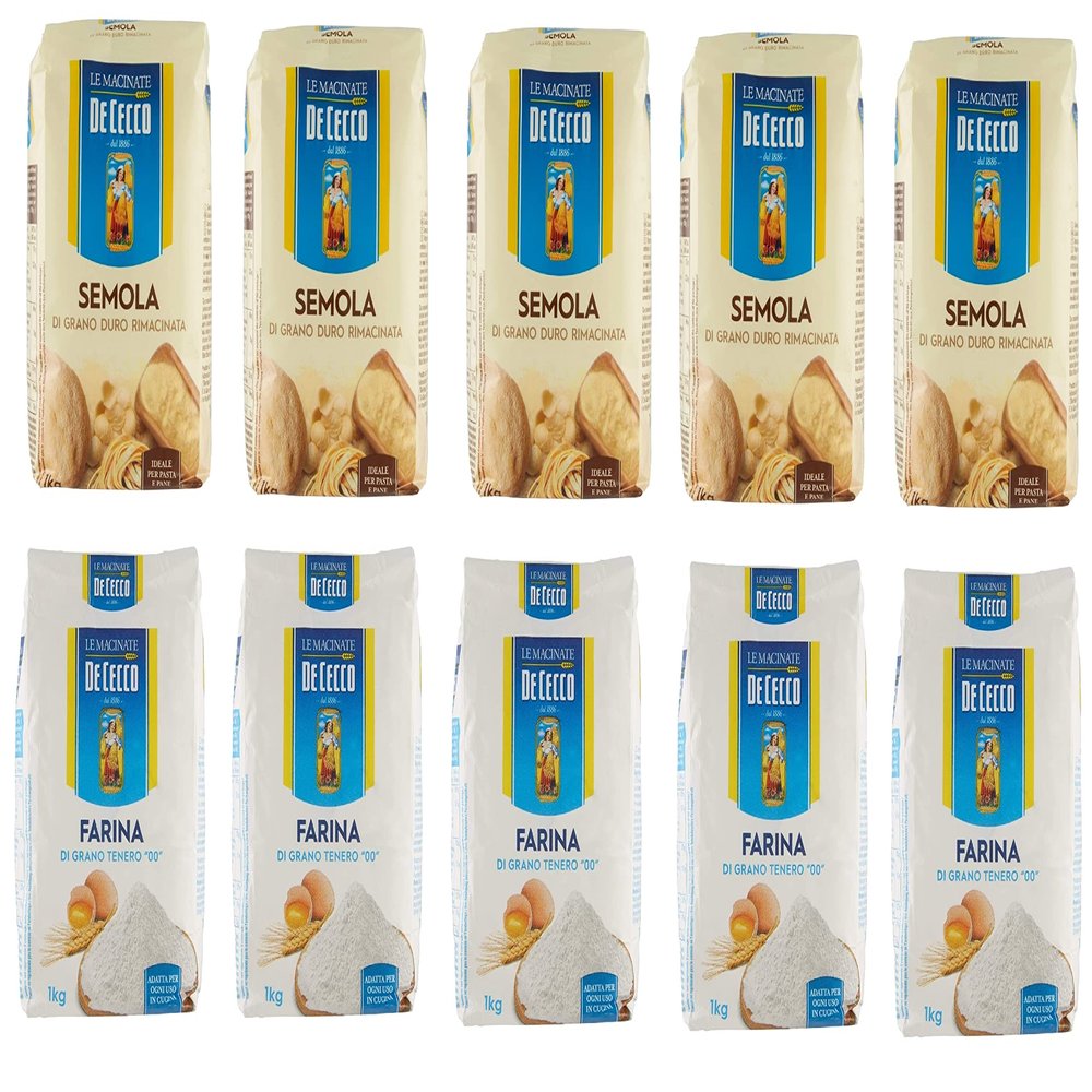 Italian Gourmet Farina 00 & Rimacinata Semolina Flour Mix, 5 x 1 kg + 5 x 1 kg