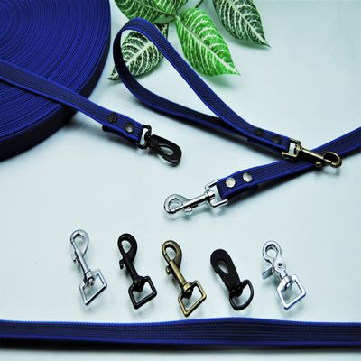 Rubberized Leash, Royal Blue, 20 mm x 2 m, with Loop, Black Carabiner