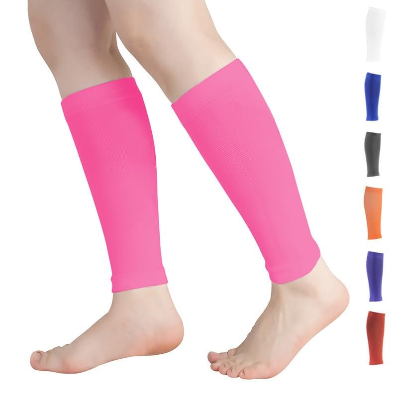 Novetec Calf Compression Sleeves for Men and Women (20–30 mmHg), Support for Running, Cycling, Shin Splints, Travel (Pink, M)