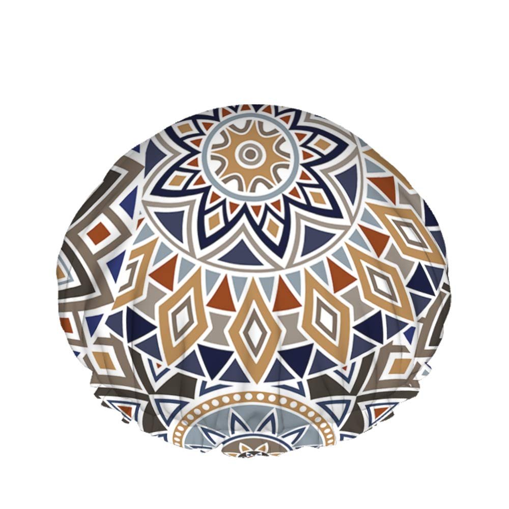Mandala Pattern Waterproof Double-Layer Shower Cap