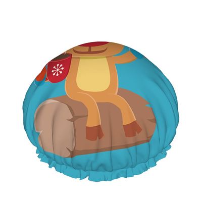 Reindeer Shower Cap with Cute Cartoon Design