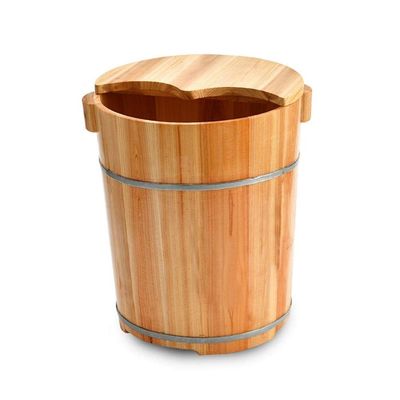 FLBT Natural Fir Wood Foot Bath Bucket with Lid