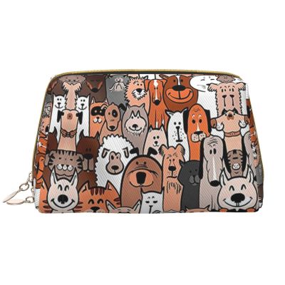 VUCEMI Pet Clutch Cosmetic Bag for Cats and Dogs, Cartoon Print, PVC Leather, White/Opulent Garden, One Size