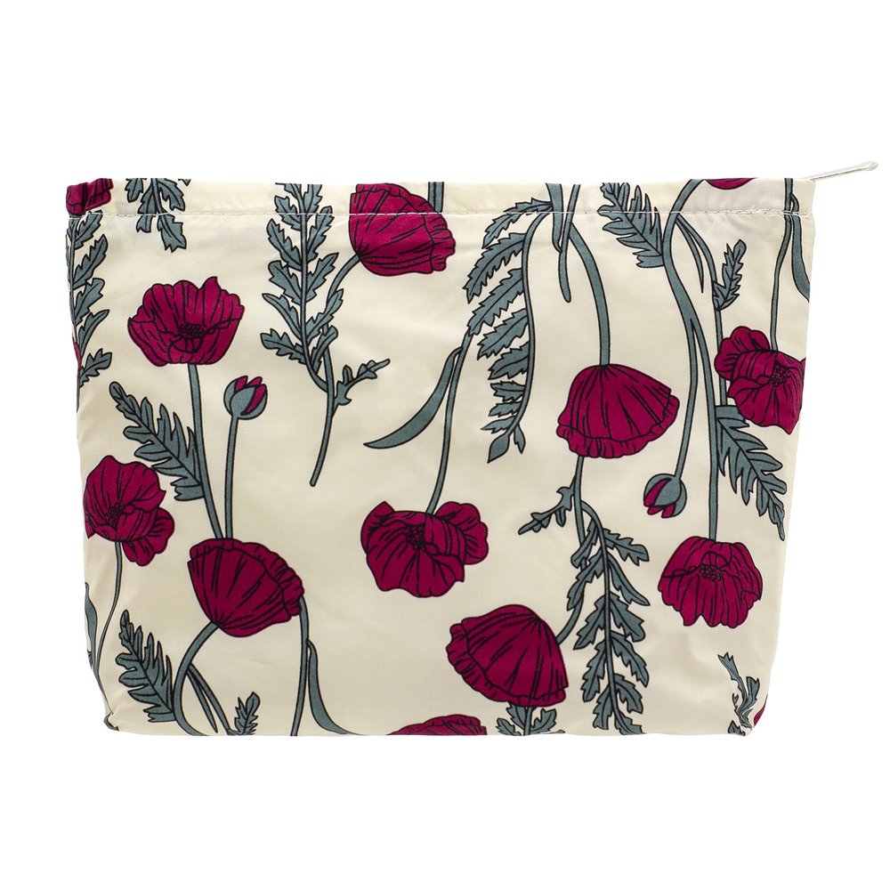 PAZIMIIK Flat Makeup Bag for Purse, Zippered Cosmetic Pouch, Poppy Beige, 10 x 7 in