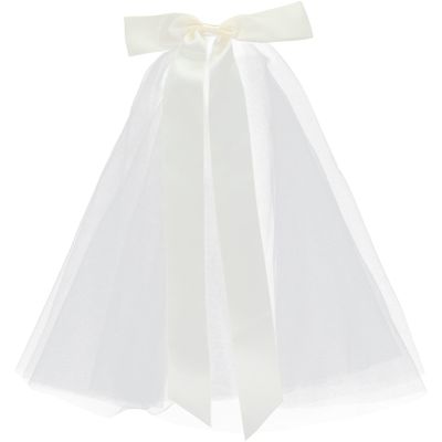 Short White Bridal Veil with Bow for Weddings and Celebrations