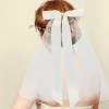 Short White Bridal Veil with Bow for Weddings and Celebrations view 2