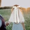 Short White Bridal Veil with Bow for Weddings and Celebrations view 4