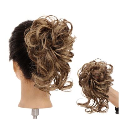 Long Messy Curly Synthetic Bun Hairpiece with Elastic Band