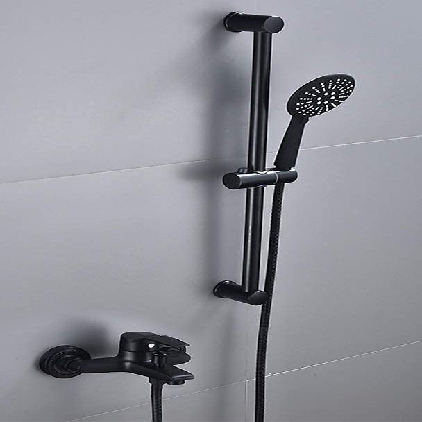 ZLCO Faucet, Bathroom Shower System with Shelf Bathtub Faucet, Hand Shower and Spout, Rain Shower Mixer Set with Showerhead, Black Finish Set/I Present