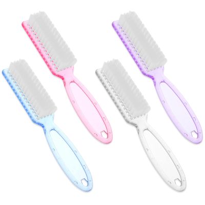 WLLHYF 4-Piece Nail Brushes with Handles, Soft Bristles, 4 Colors