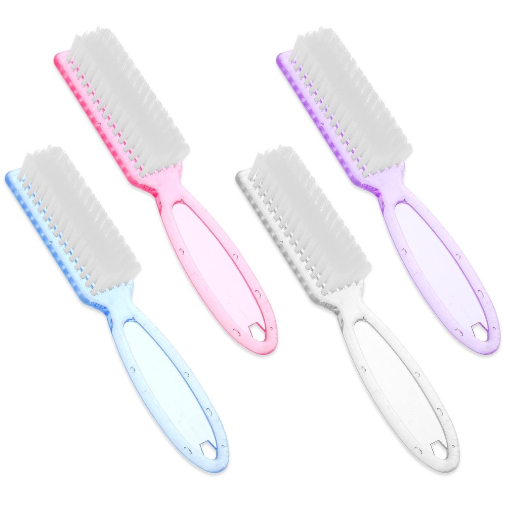 WLLHYF 4-Piece Nail Brushes with Handles, Soft Bristles, 4 Colors