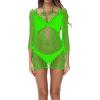 WSZJLN Women's Sexy Mesh Fishnet Babydoll Lingerie, Sheer Mini Nightdress Pajamas, Green, One Size view 4