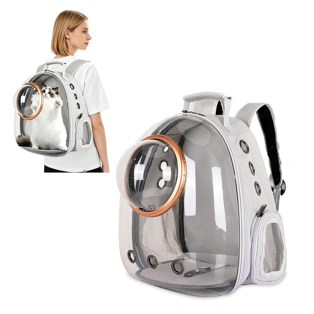 PETCUTE Space Capsule Pet Backpack, Gray