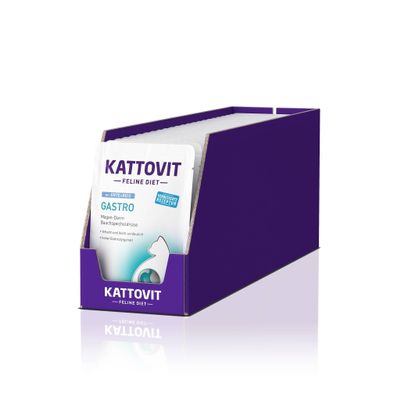 KATTOVIT Gastro Wet Food for Cats, Complete Dietetic Food for Adult Cats, Duck with Rice, 24 x 85 g