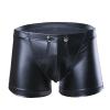 Men's Sexy Wet-Look Open-Crotch Briefs, Black view 1