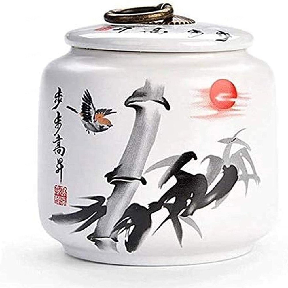 BRDECOR Small Hand-Painted Ceramic Keepsake Urn for Human Ashes