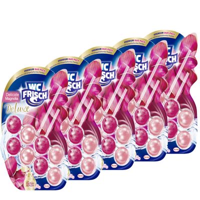 WC FRISCH DeLuxe Delicate Magnolia Toilet Rim Blocks, 5 x 100 g