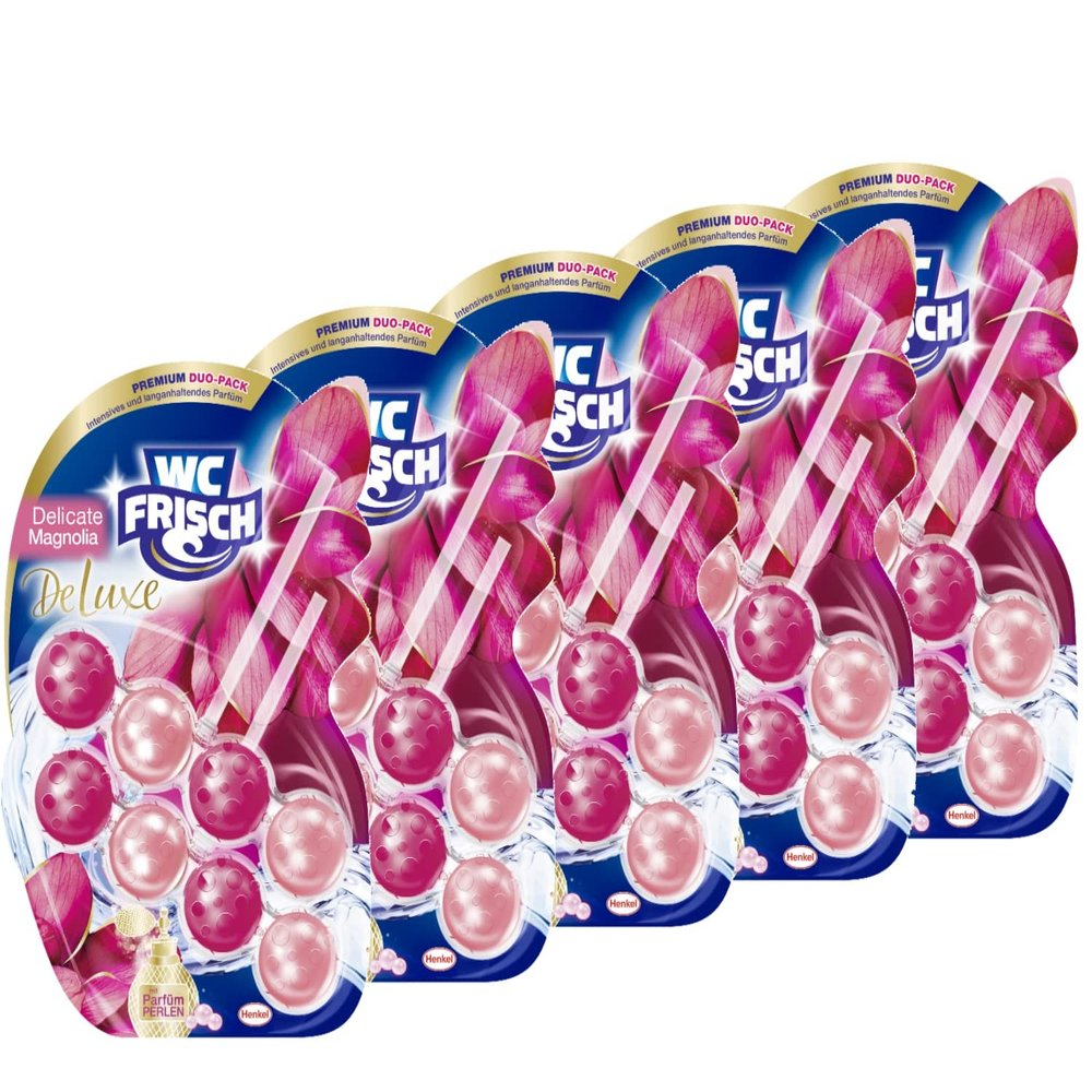 WC FRISCH DeLuxe Delicate Magnolia Toilet Rim Blocks, 5 x 100 g