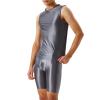 Gefomuofe Men's High-Gloss Wetlook Open Bodysuit, Sleeveless Tank Top, Black view 1