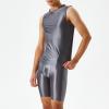 Gefomuofe Men's High-Gloss Wetlook Open Bodysuit, Sleeveless Tank Top, Black view 3