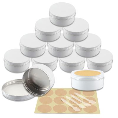 YANCAER 10-Pack 150 mL White Aluminum Tins with Screw-Top Lids