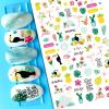 Tropical Palm, Frangipani & Flamingo Nail Art Stickers F761 view 1