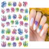 Nail Art Decals Tropical Palm Leaves, Frangipani Flowers and Flamingo, Back-Glue Nail Stickers, Han588 view 1