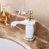European-Style Copper Bathroom Faucet, White Porcelain Finish, Hot and Cold view 1